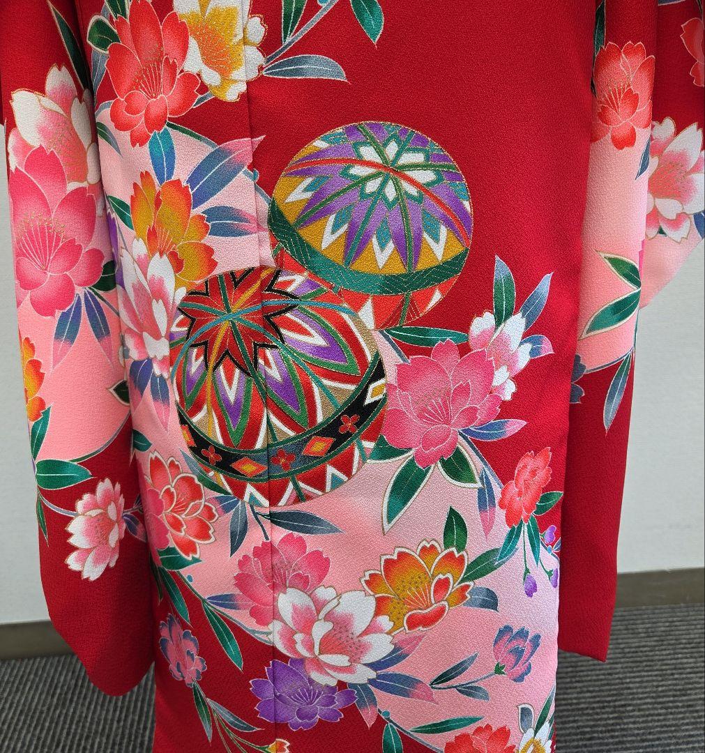 七五三 7歳 120cm ポリエステル 赤 つくり帯　髪飾り