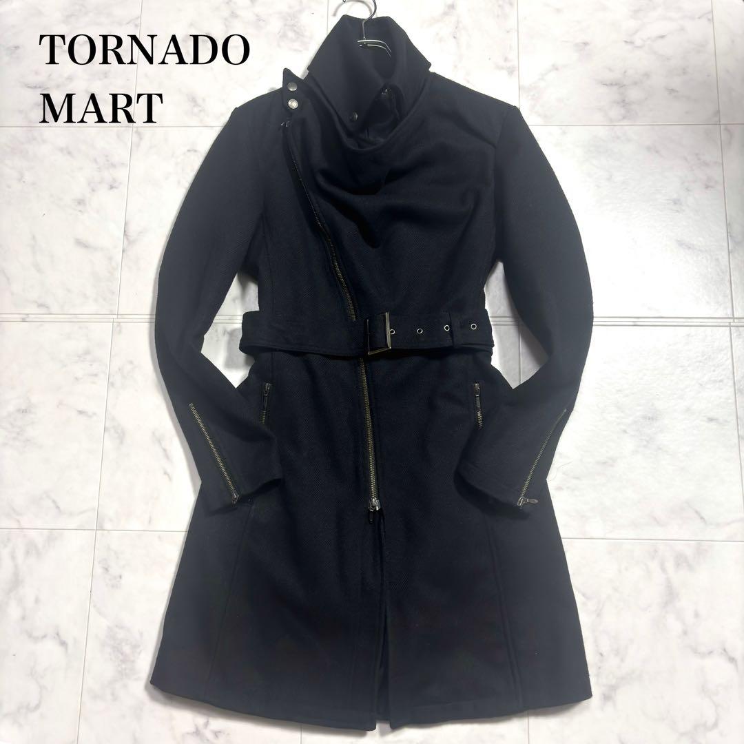 美品✨トルネードマート ウールコート 変形 ロング ベルト付 ブラック L
