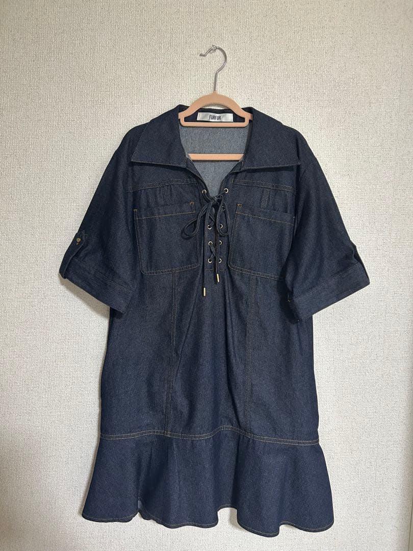 FURFUR レースアップミニワンピース