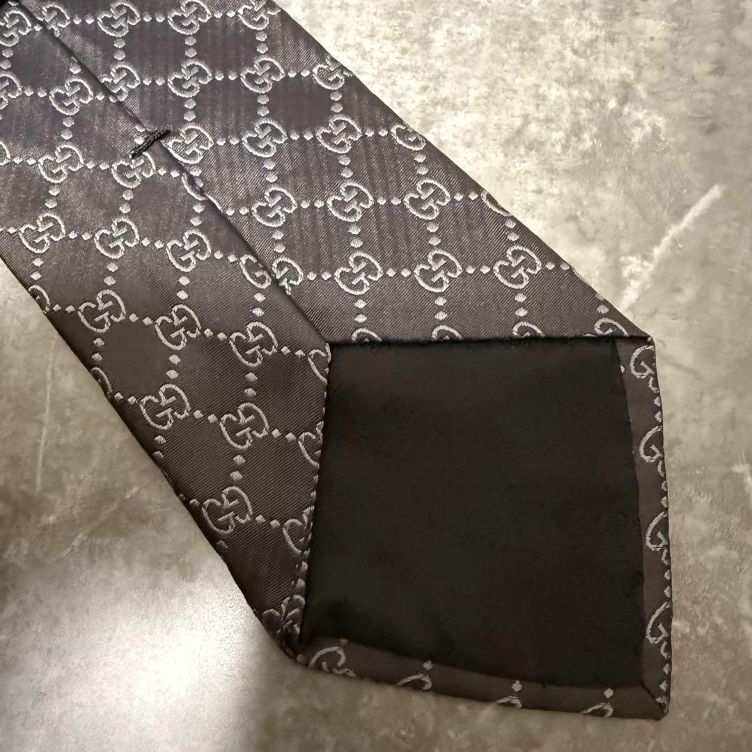【✨極美品✨】GUCCI グッチ ネクタイ インターロッキング ブラック シルク