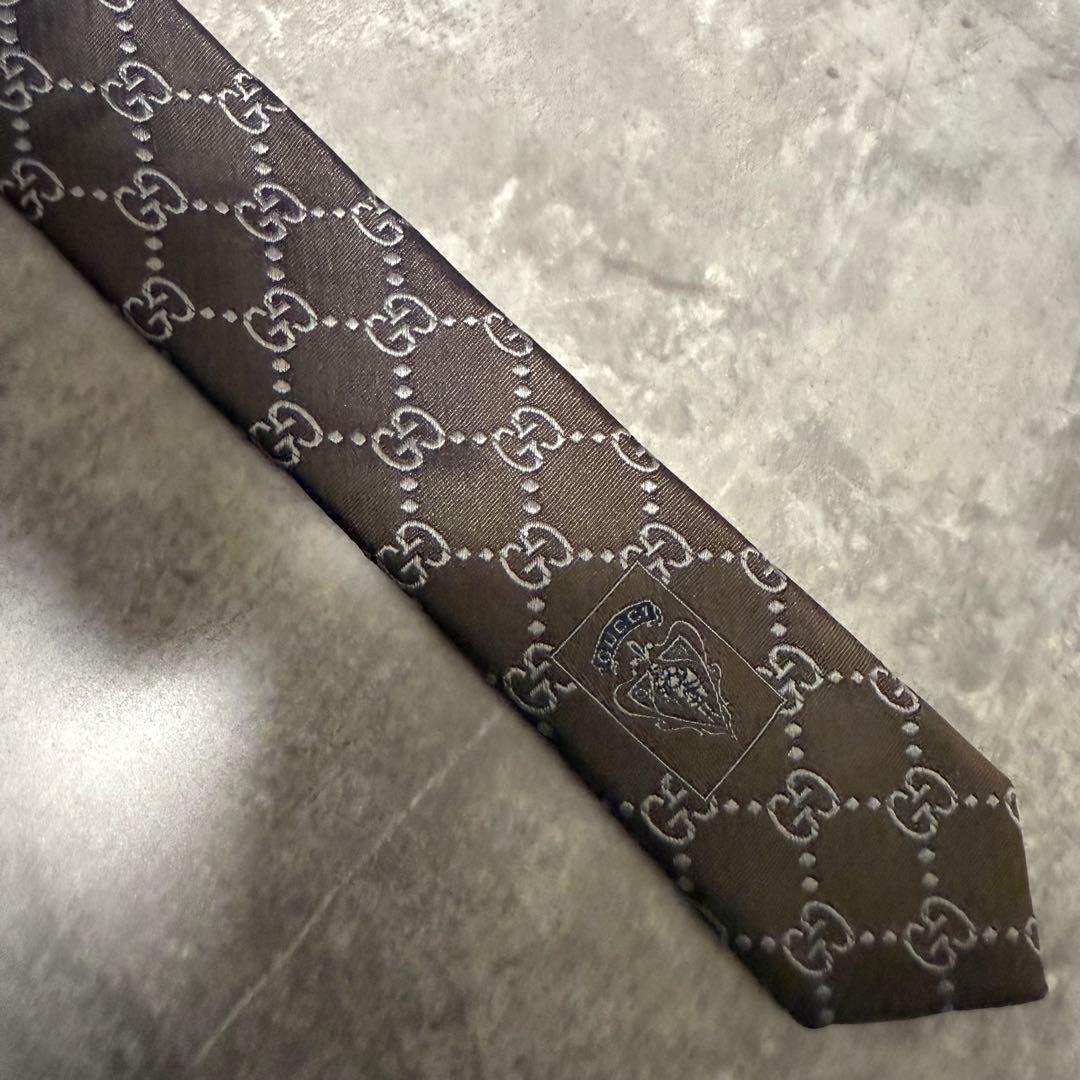 【✨極美品✨】GUCCI グッチ ネクタイ インターロッキング ブラック シルク