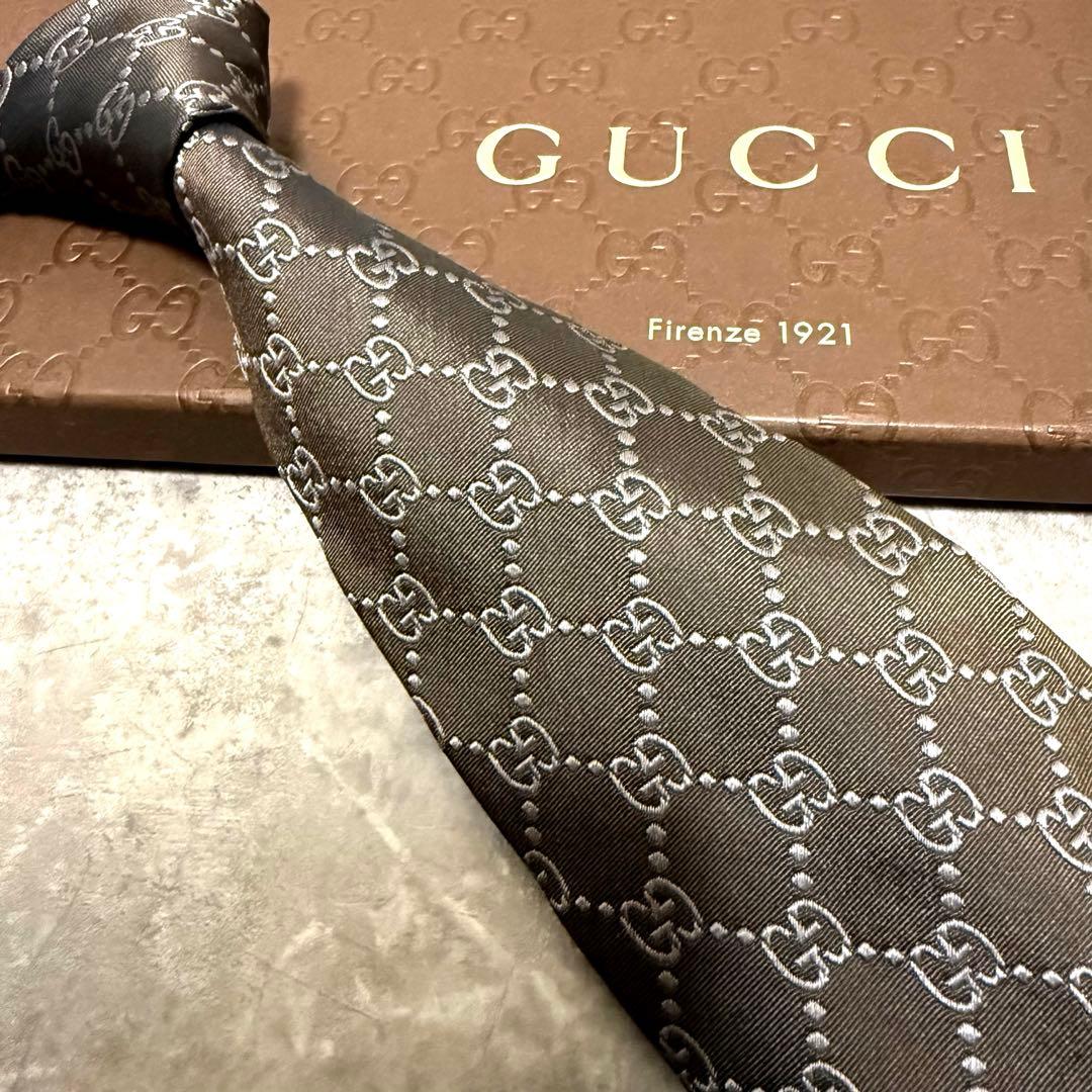 【✨極美品✨】GUCCI グッチ ネクタイ インターロッキング ブラック シルク