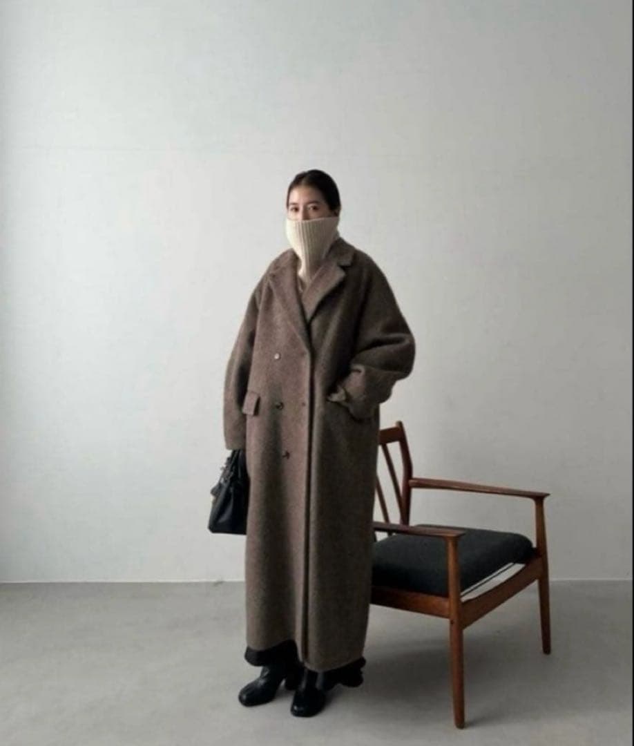 【CLANE】ダブルウールロングコート ブラウン サイズ0