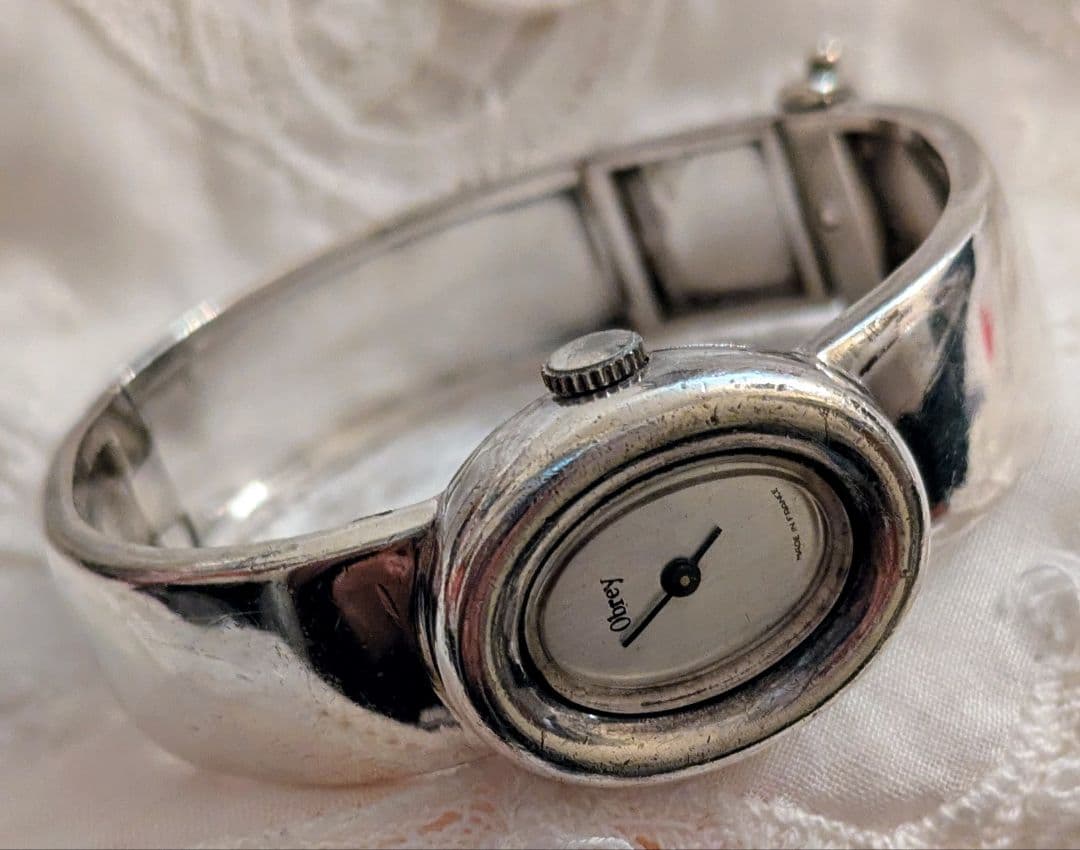 Obrey ソリッドシルバー 手巻き時計♠️2針♠️フランス製♠️銀♠️バングル