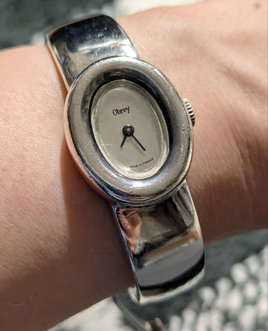Obrey ソリッドシルバー 手巻き時計♠️2針♠️フランス製♠️銀♠️バングル