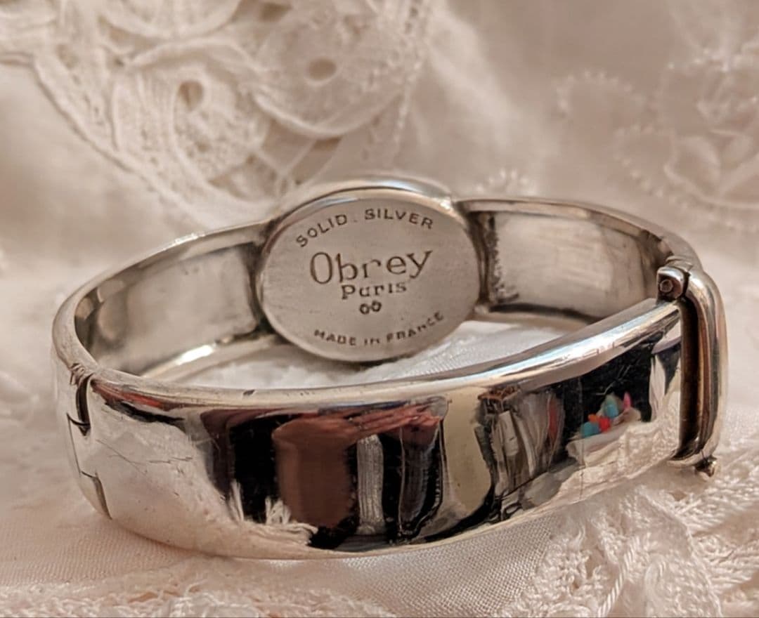 Obrey ソリッドシルバー 手巻き時計♠️2針♠️フランス製♠️銀♠️バングル
