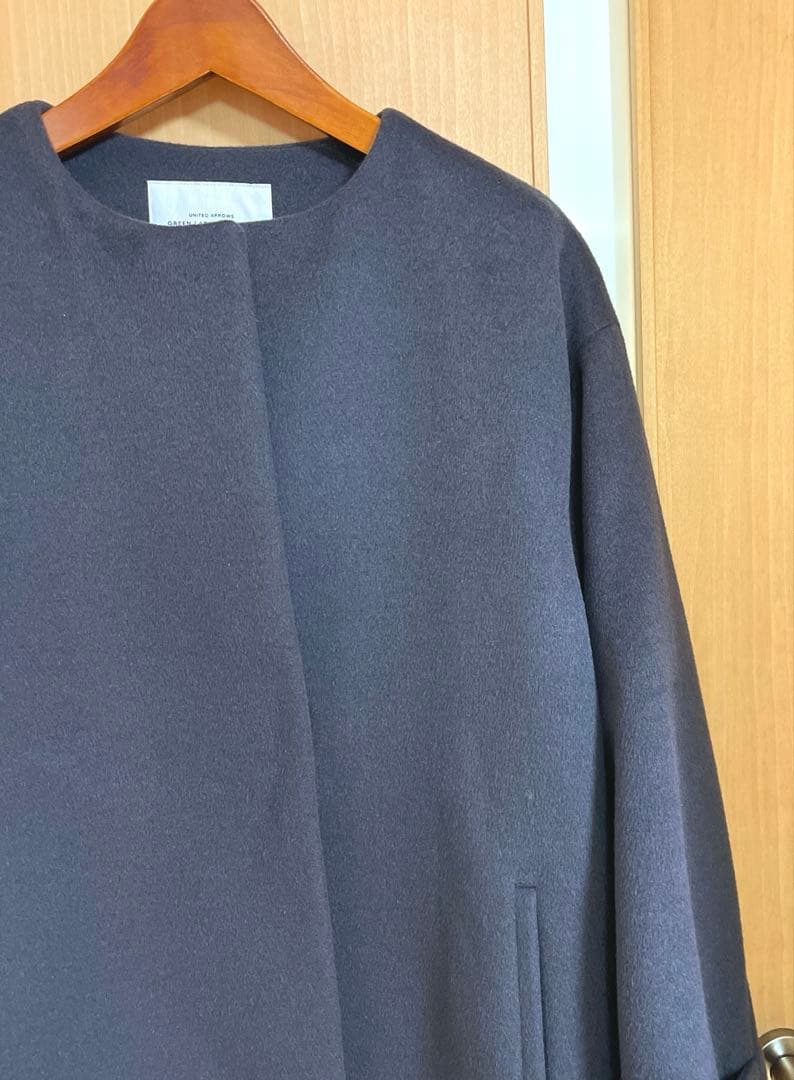 ☆極美品☆グリーンレーベル アンゴラビーバースリットノーカラーコート　38