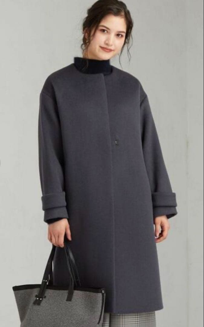 ☆極美品☆グリーンレーベル アンゴラビーバースリットノーカラーコート　38