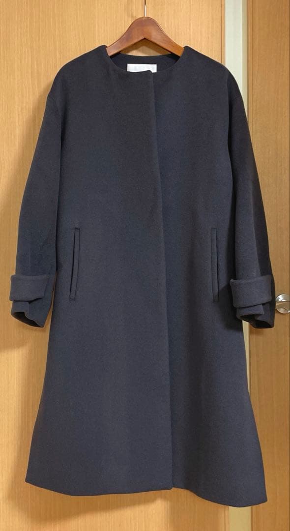 ☆極美品☆グリーンレーベル アンゴラビーバースリットノーカラーコート　38