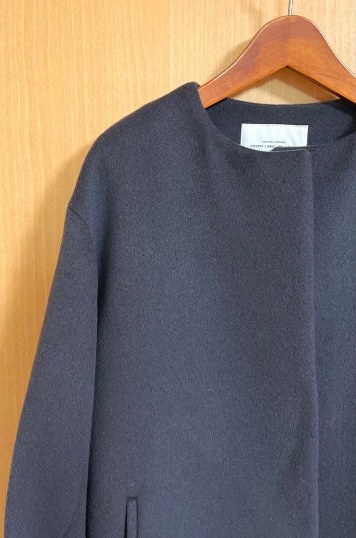☆極美品☆グリーンレーベル アンゴラビーバースリットノーカラーコート　38
