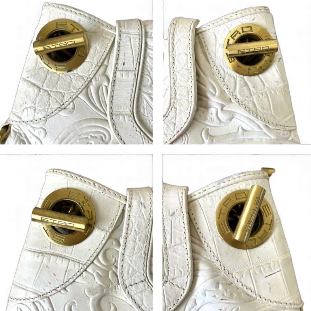 ETRO マルゴット レザー チェーンショルダーバッグ 白色系 イタリア製