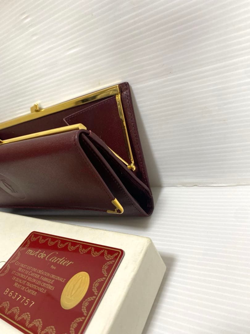 Cartier カルティエ　ボルドー　ワインレッド　長財布　三つ折り　未使用品