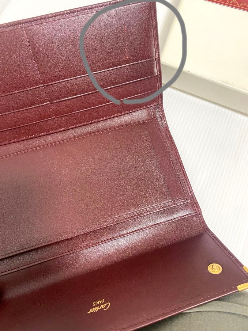 Cartier カルティエ　ボルドー　ワインレッド　長財布　三つ折り　未使用品