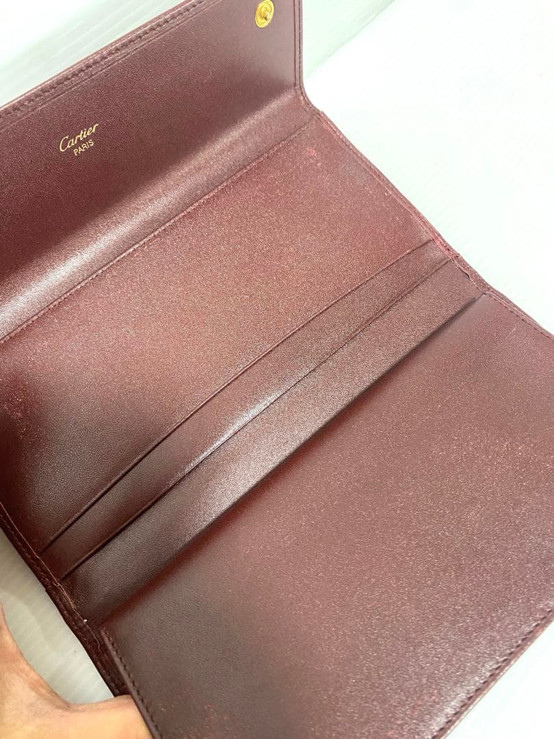 Cartier カルティエ　ボルドー　ワインレッド　長財布　三つ折り　未使用品