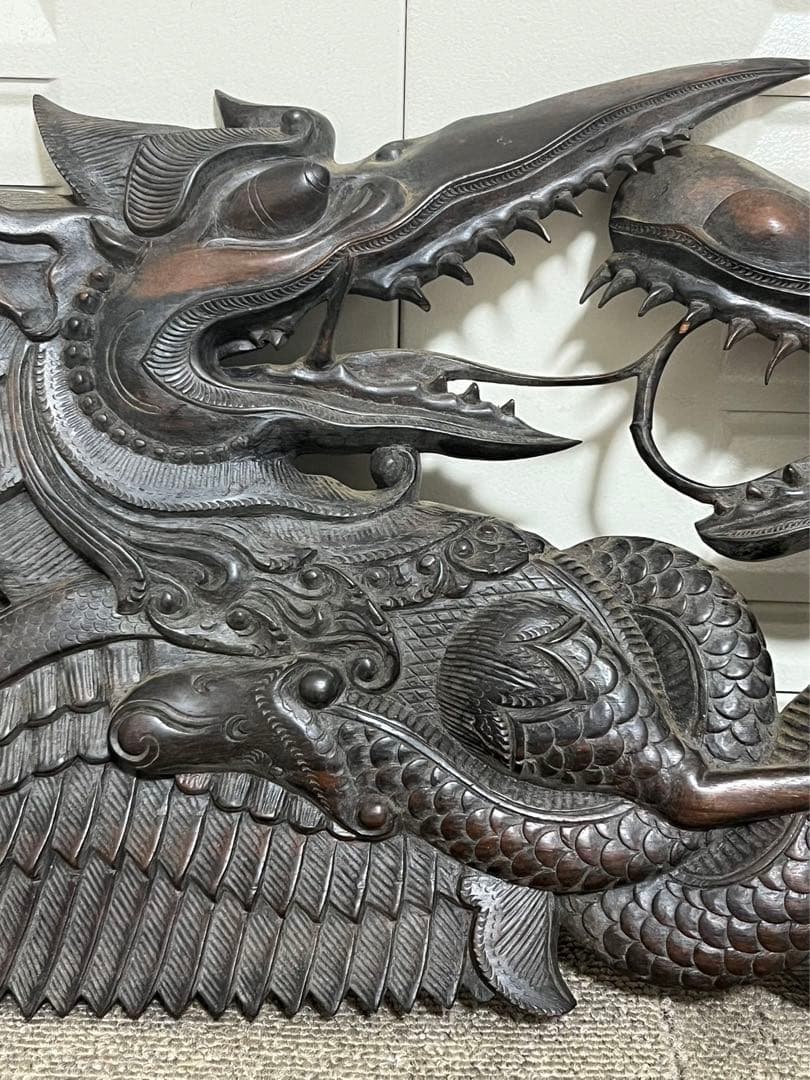 木製 龍の置物 木彫り/木工工芸/東洋彫刻/置物/飾物/干支/龍/辰/辰年/玄関