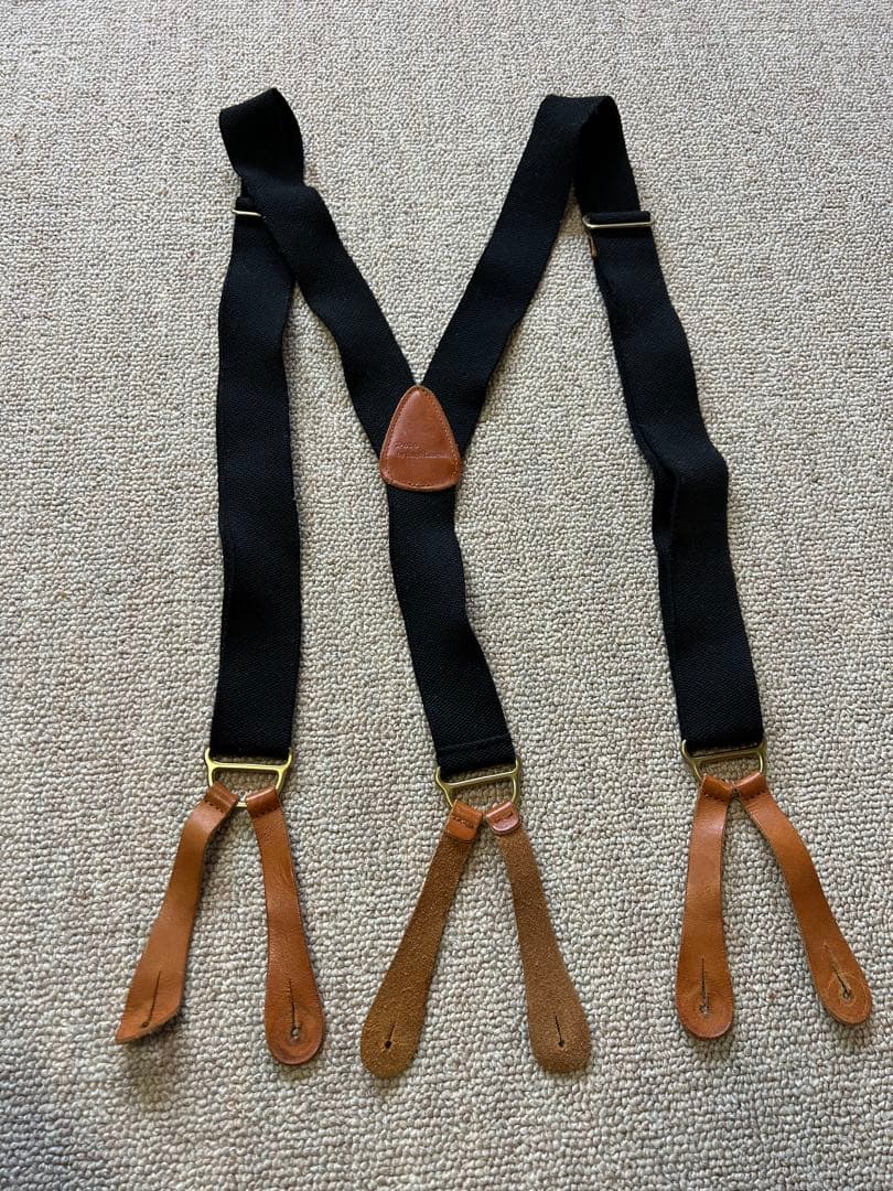 ポロラルフローレン ヴィンテージ Y型 ボタン式 サスペンダー ブラック