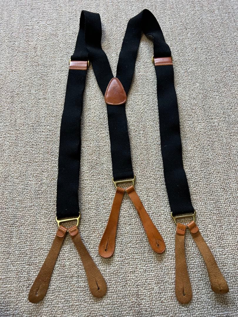 ポロラルフローレン ヴィンテージ Y型 ボタン式 サスペンダー ブラック