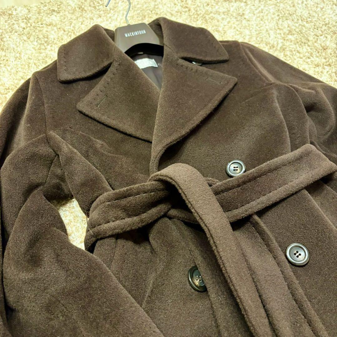 マックスマーラ ダブル チェスターコート マキシ丈 ベルト 銀タグ 40 L 茶