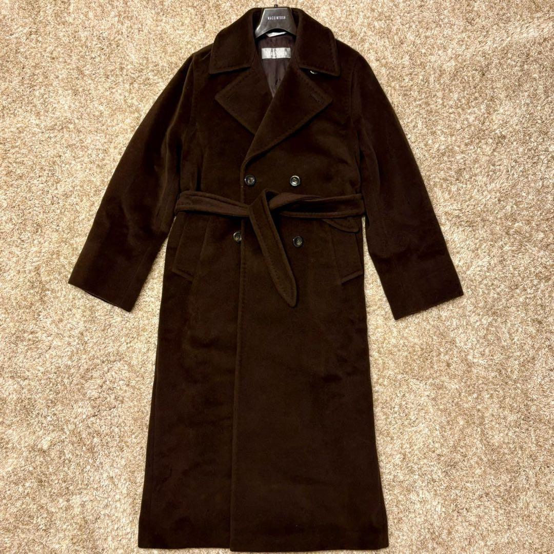 マックスマーラ ダブル チェスターコート マキシ丈 ベルト 銀タグ 40 L 茶