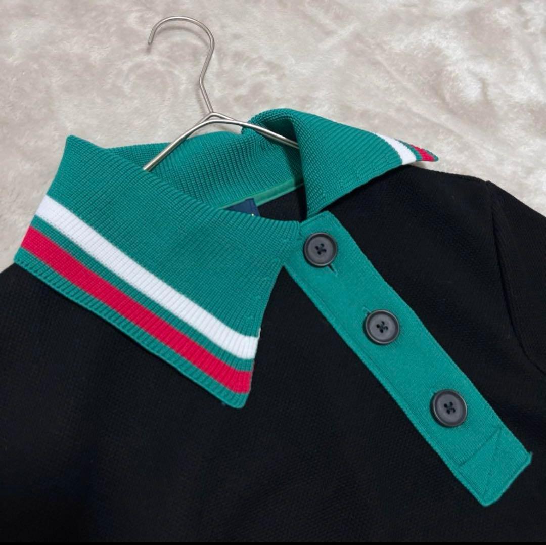 ホワイト　　アシンメトリー　鹿の子　ポロシャツ　プルオーバー