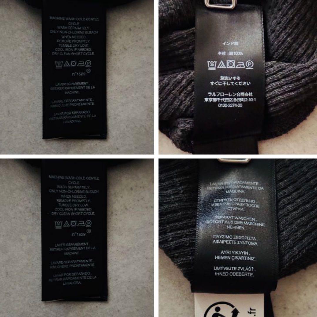 極美品 定価2,3万 RRL クルーネック長袖ワッフル L 黒系 スミクロ