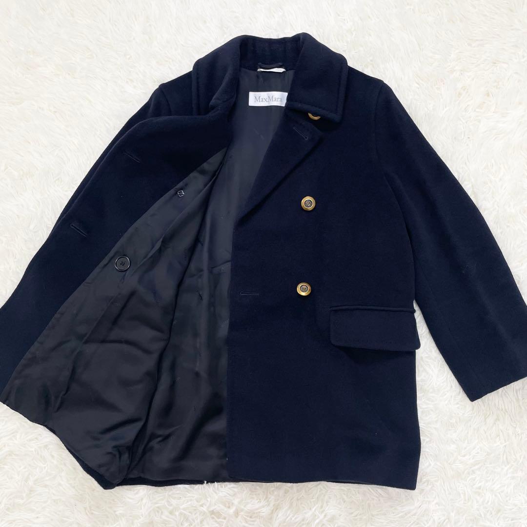 【ていぼん】MaxMara 白タグ カシミヤ混 Pコート 金ボタン