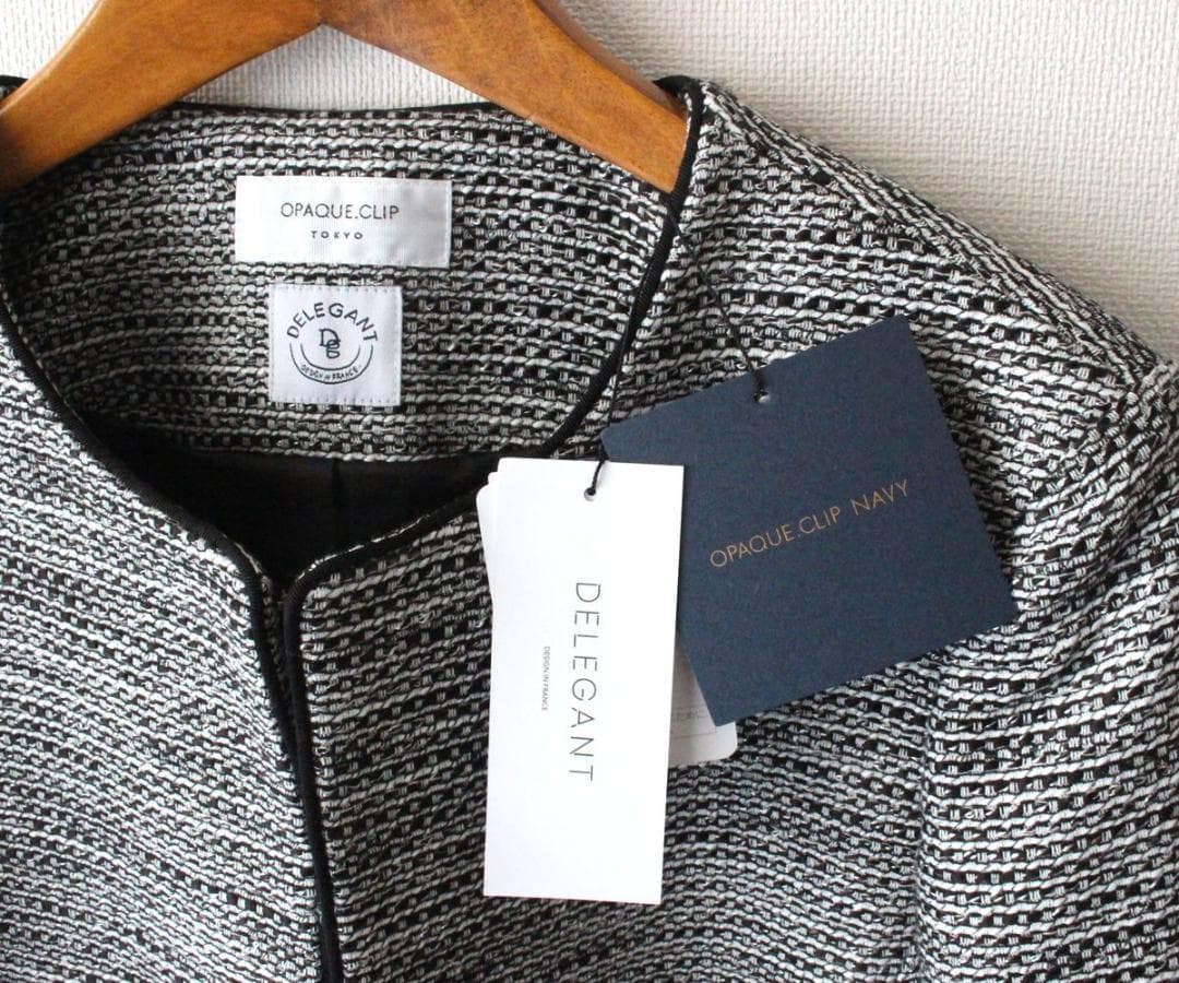 新品オペークドットクリップ　ツイード ジャケット＆スカート セットアップ 38M