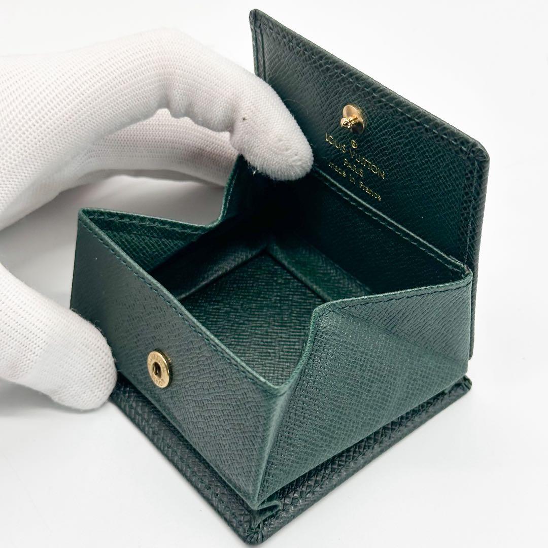 美品 ポルトモネ ボワット タイガ グリーン 小銭入れ ケース コンパクト