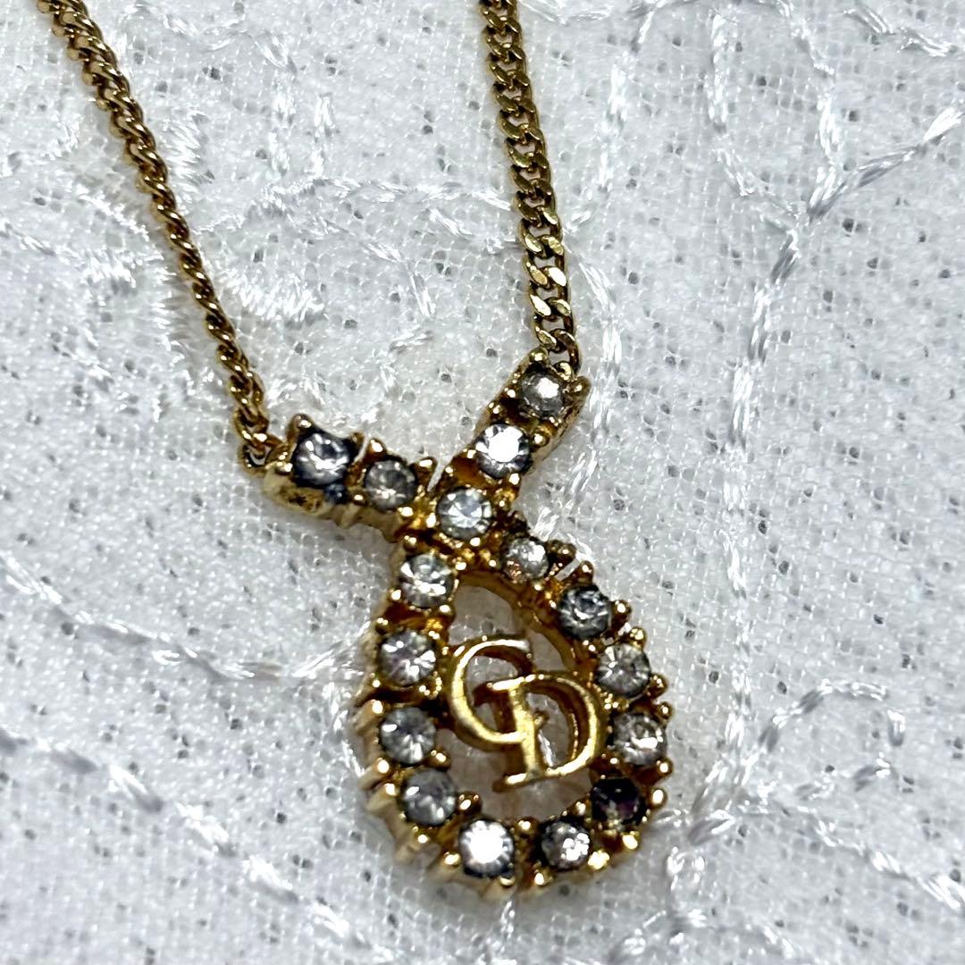 美品 Christian Dior ヴィンテージ ロゴ ジュエリー ネックレス