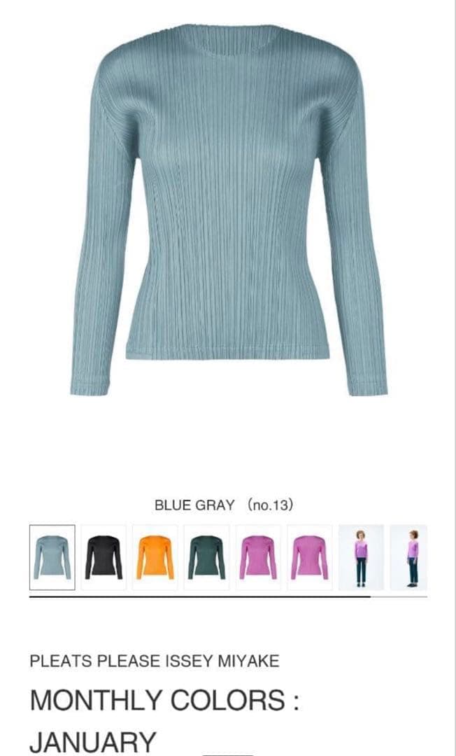 プリーツプリーズ　2025年１月マンスリー　長袖トップス　ブルーグレー