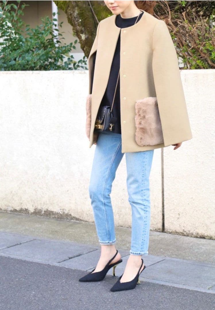 美品★完売商品　em. ケープコート　ベージュ