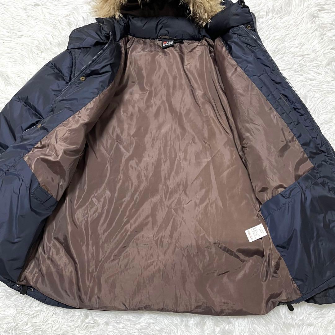 アブガルシア　ダウンジャケット　650グースダウン　XL ネイビー　刺繍ロゴ