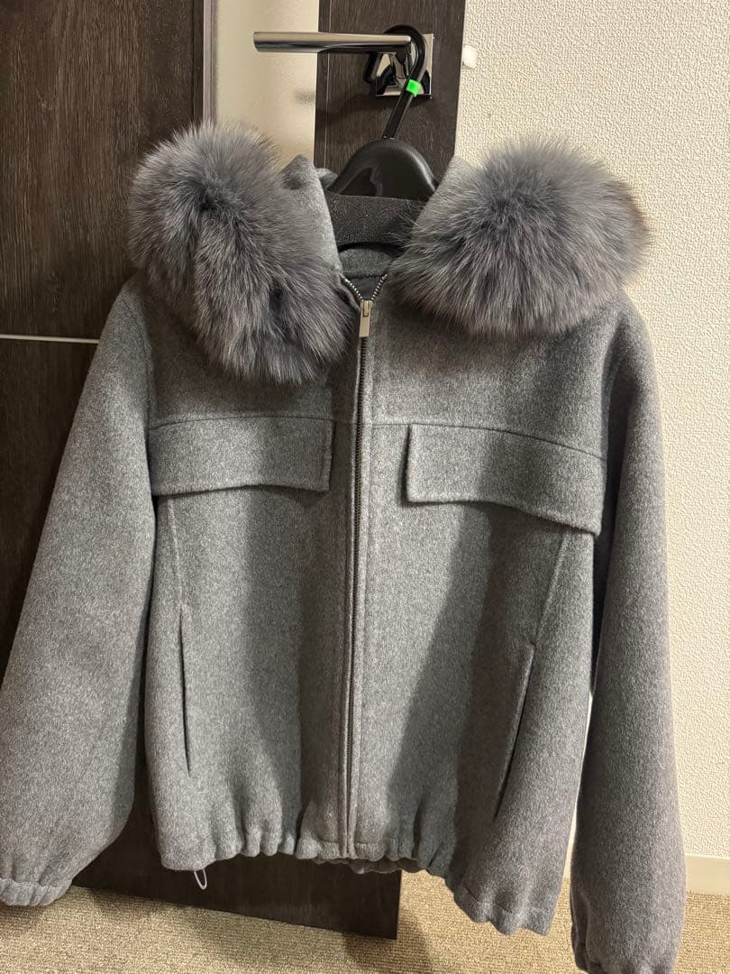 yonfa ヨンファ　ウールカシミヤフードコーファー付きジャケット（グレー）