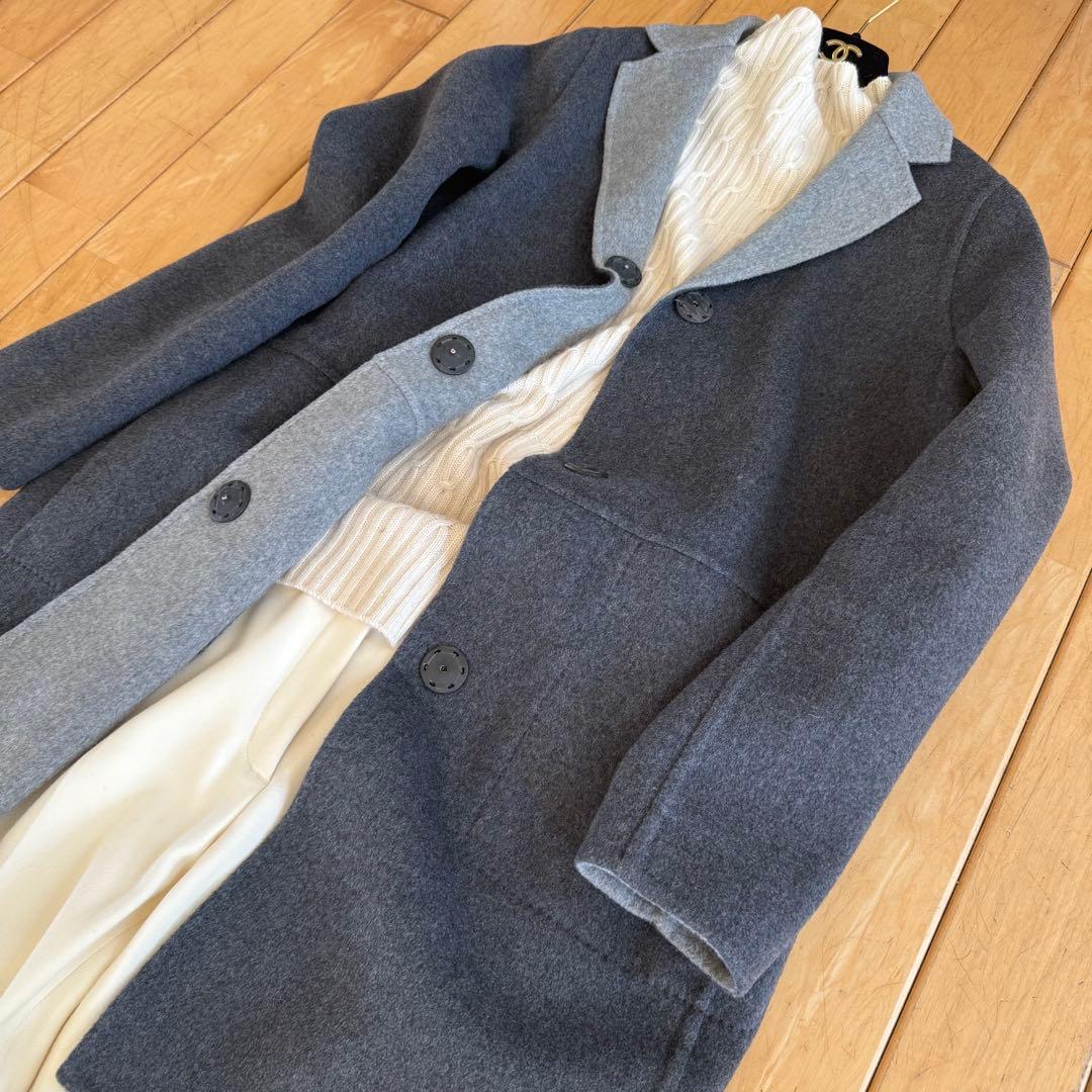 美品❗️イタリア製カシミヤ混ウール　リバーコート