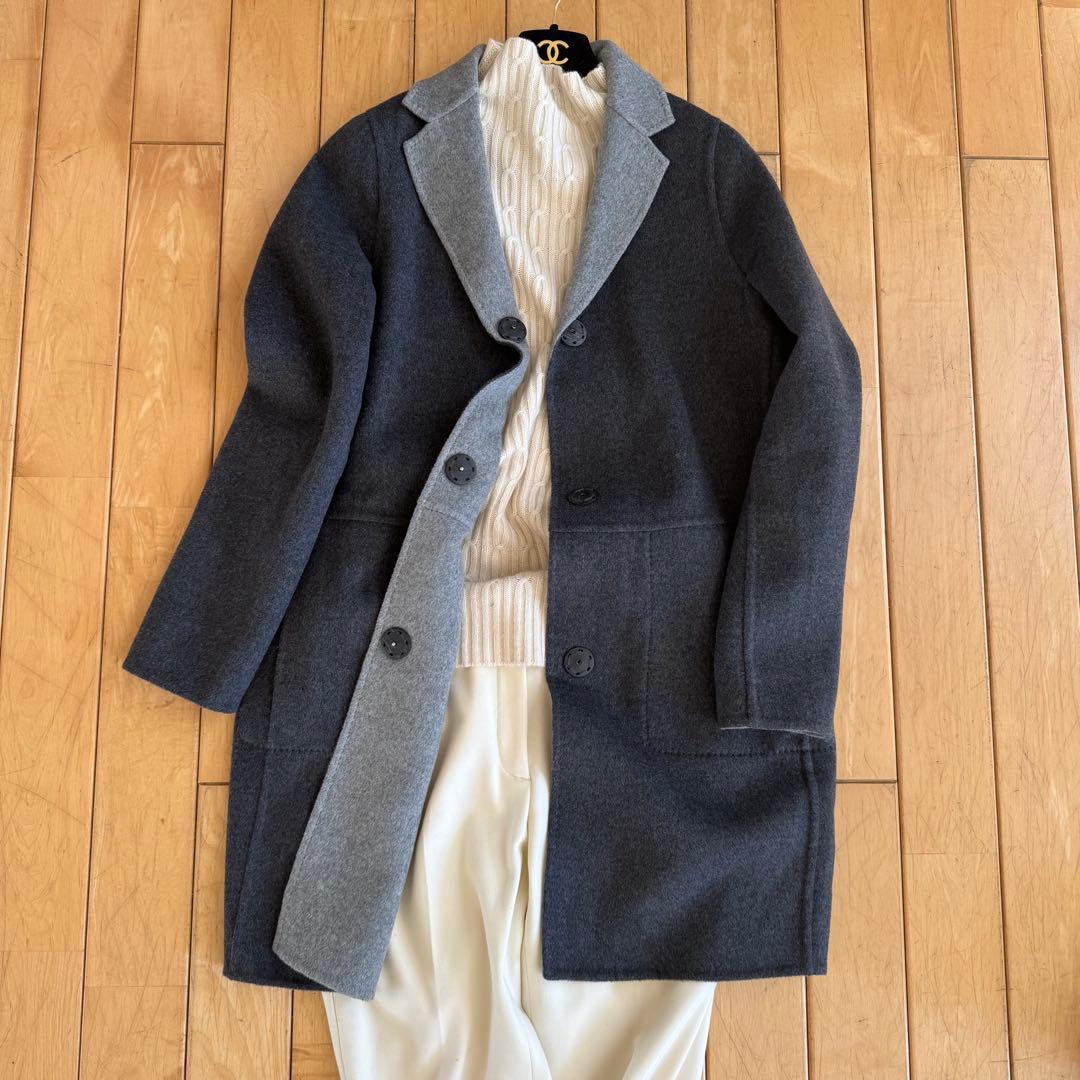 美品❗️イタリア製カシミヤ混ウール　リバーコート