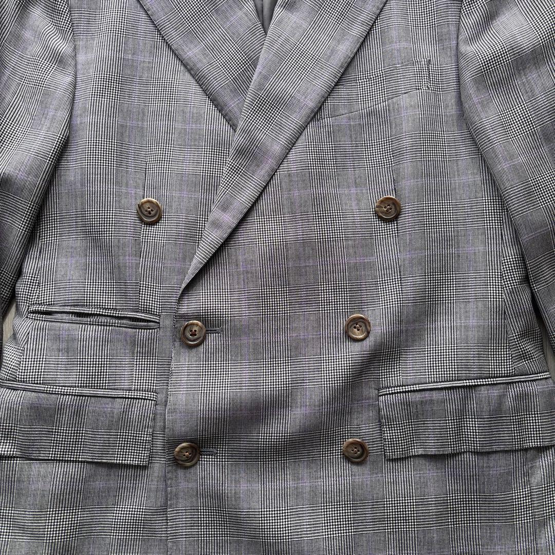 d*2様 Italy製90sポロラルフローレン　グレンチェック　ダブルテーラード