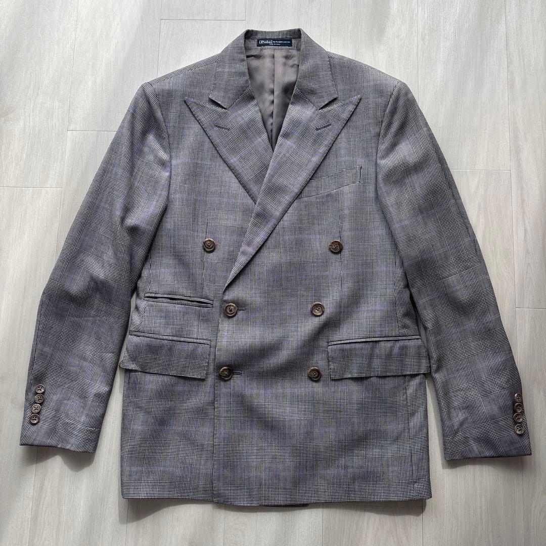 d*2様 Italy製90sポロラルフローレン　グレンチェック　ダブルテーラード