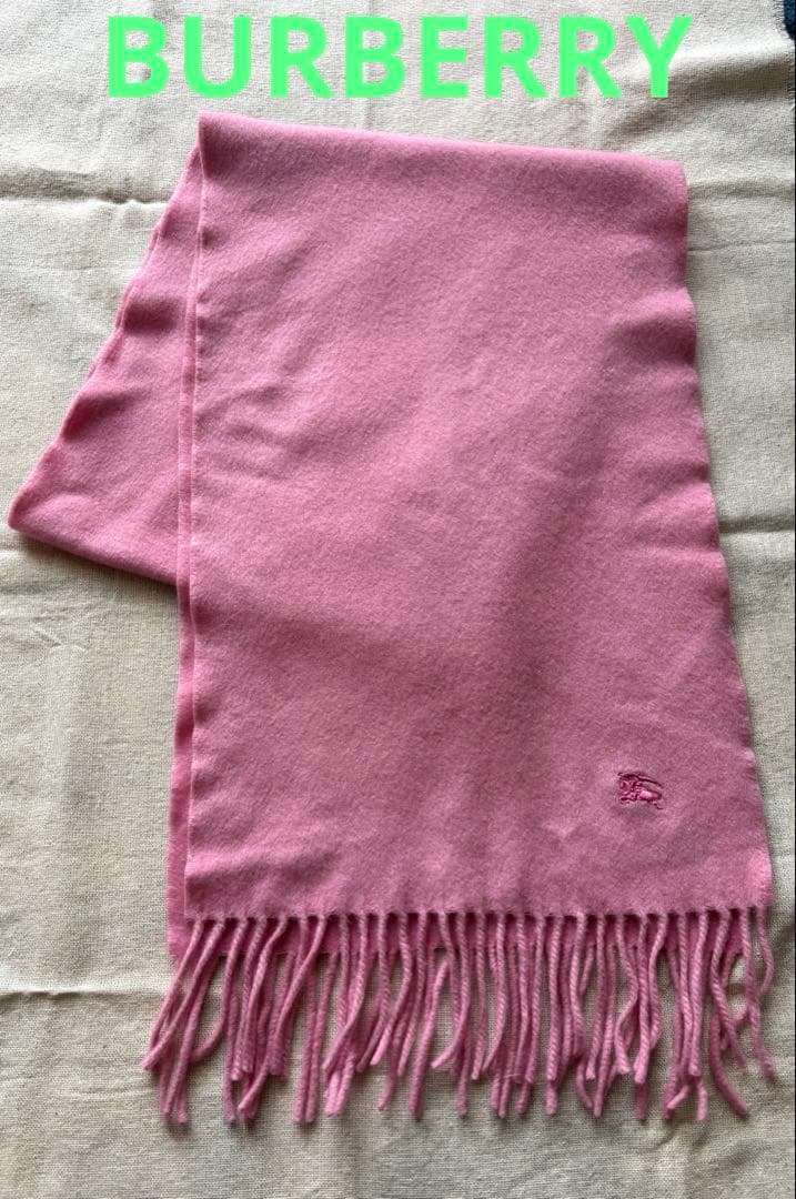 バーバリー☆カシミヤ100%ピンクマフラー☆BURBERRY