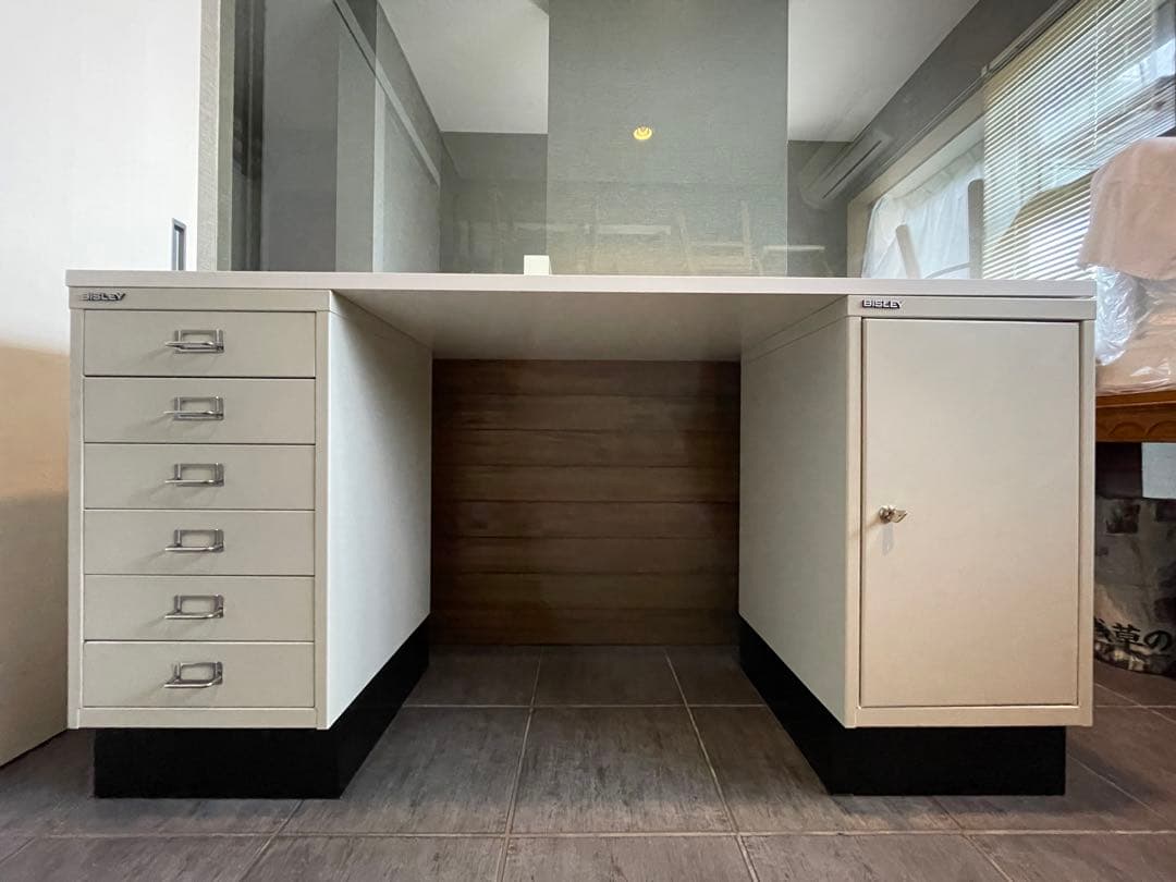 直接引取　超美品■BISLEYビスレー■デスクセット/スチールキャビネット/天板