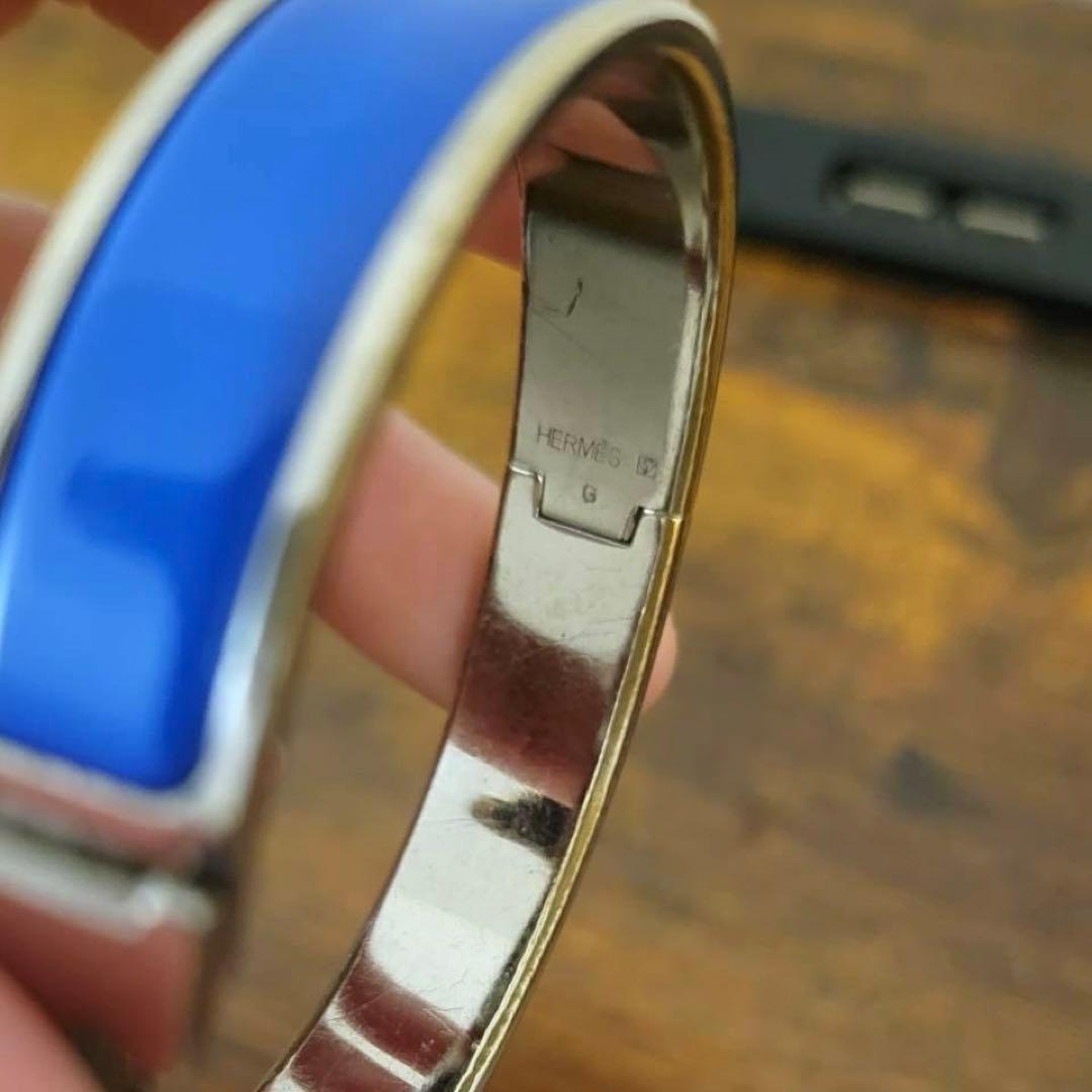 HERMES エナメル バングル　アクセサリー　ブルー　ブレスレット