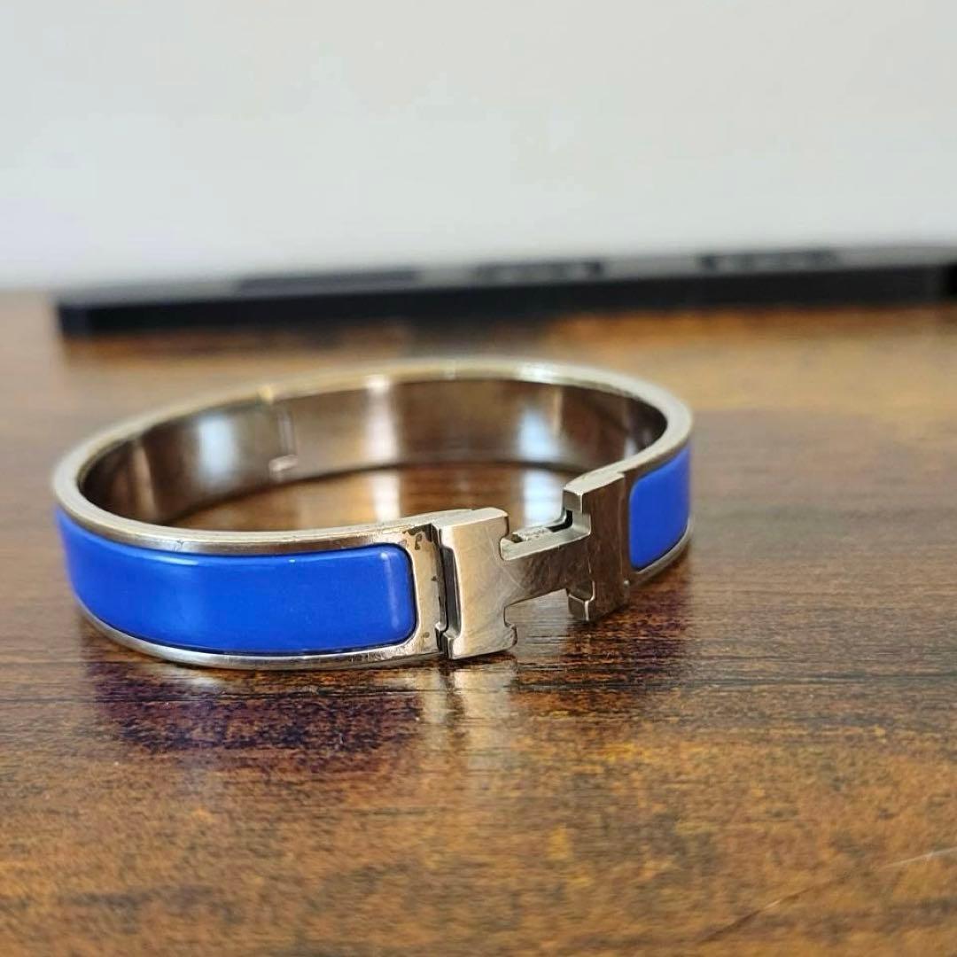 HERMES エナメル バングル　アクセサリー　ブルー　ブレスレット