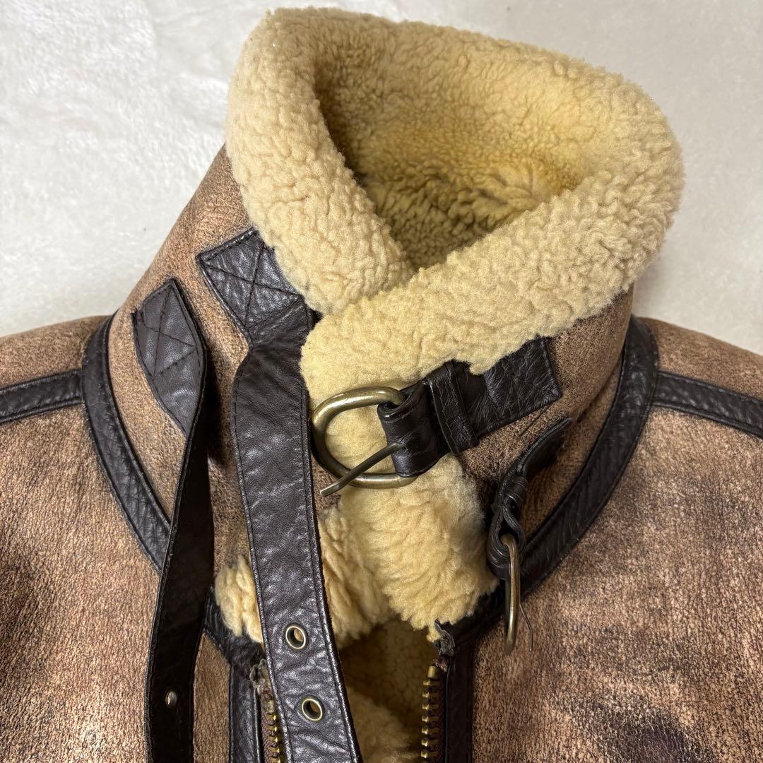 B-3　フライトジャケット　ムートンシープスキン　ボア　ラムレザー　L