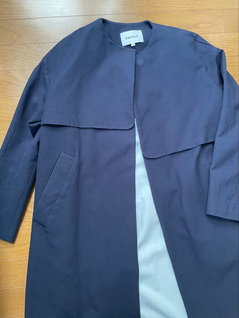 ネイビーオープンフロントコート