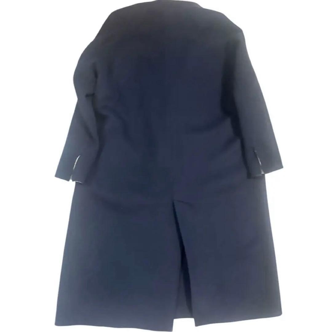 美品✨エンフォルド ウールソフトリバーノーカラーコート ロング 紺M