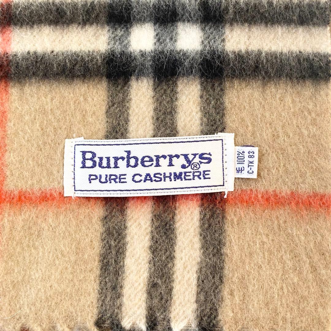【美品】バーバリー　マフラー　ノバチェック柄　フリンジ付き　ピュアカシミヤ