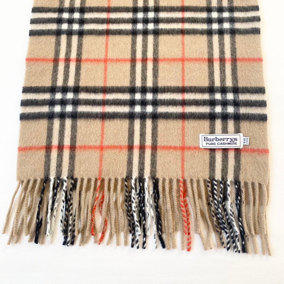 【美品】バーバリー　マフラー　ノバチェック柄　フリンジ付き　ピュアカシミヤ
