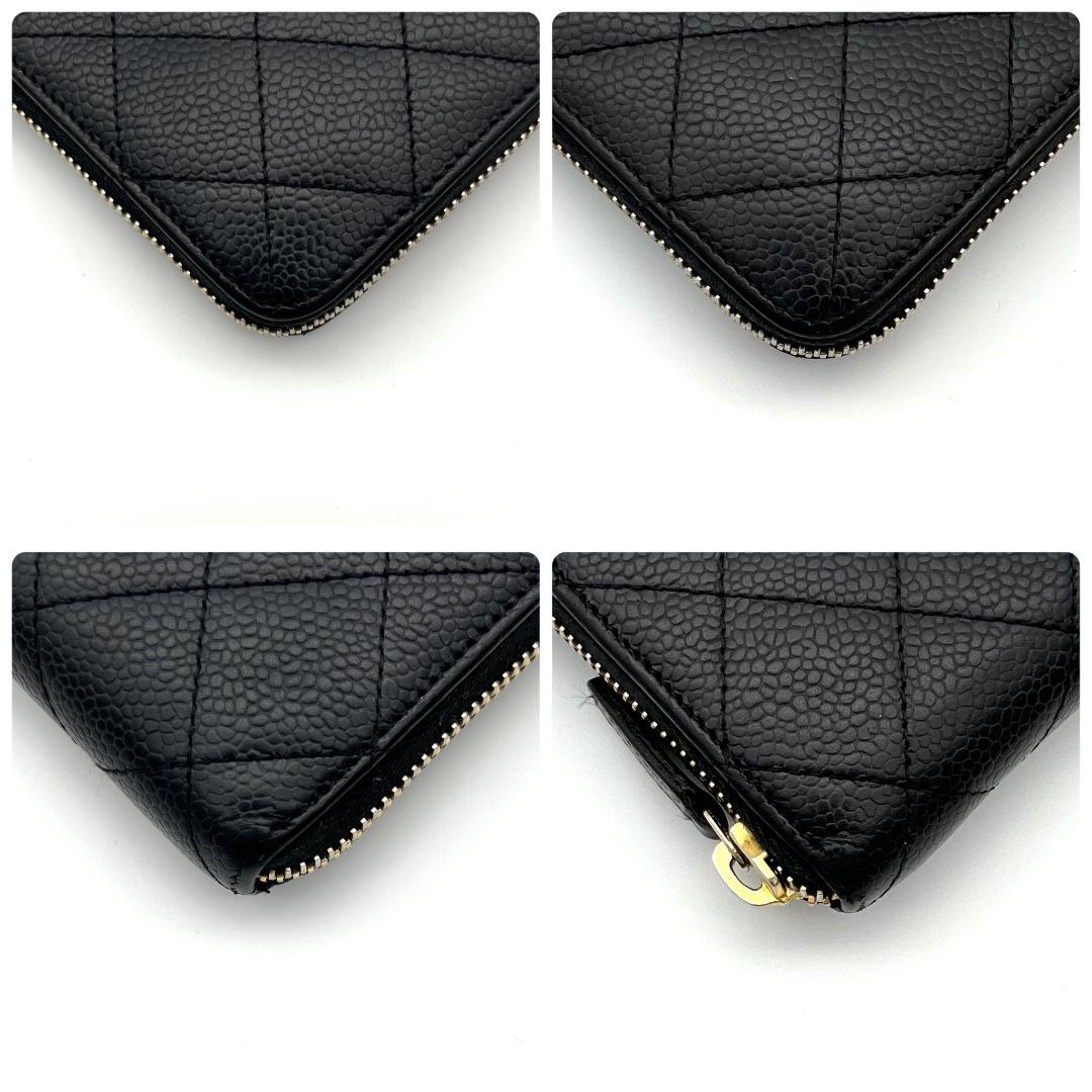 シャネル キャビアスキン マトラッセ ラウンドジップ 長財布 C143