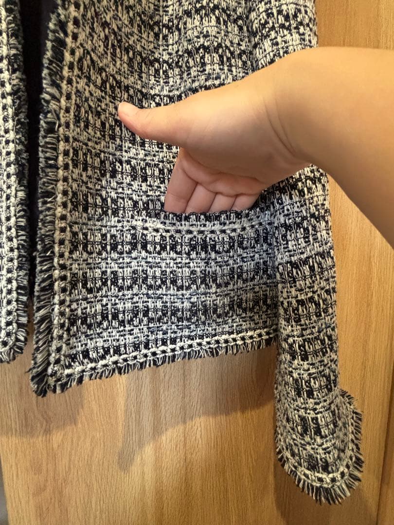 最高級 23区ヘリテージクラシックコレクション ノーカラーツイードジャケット38