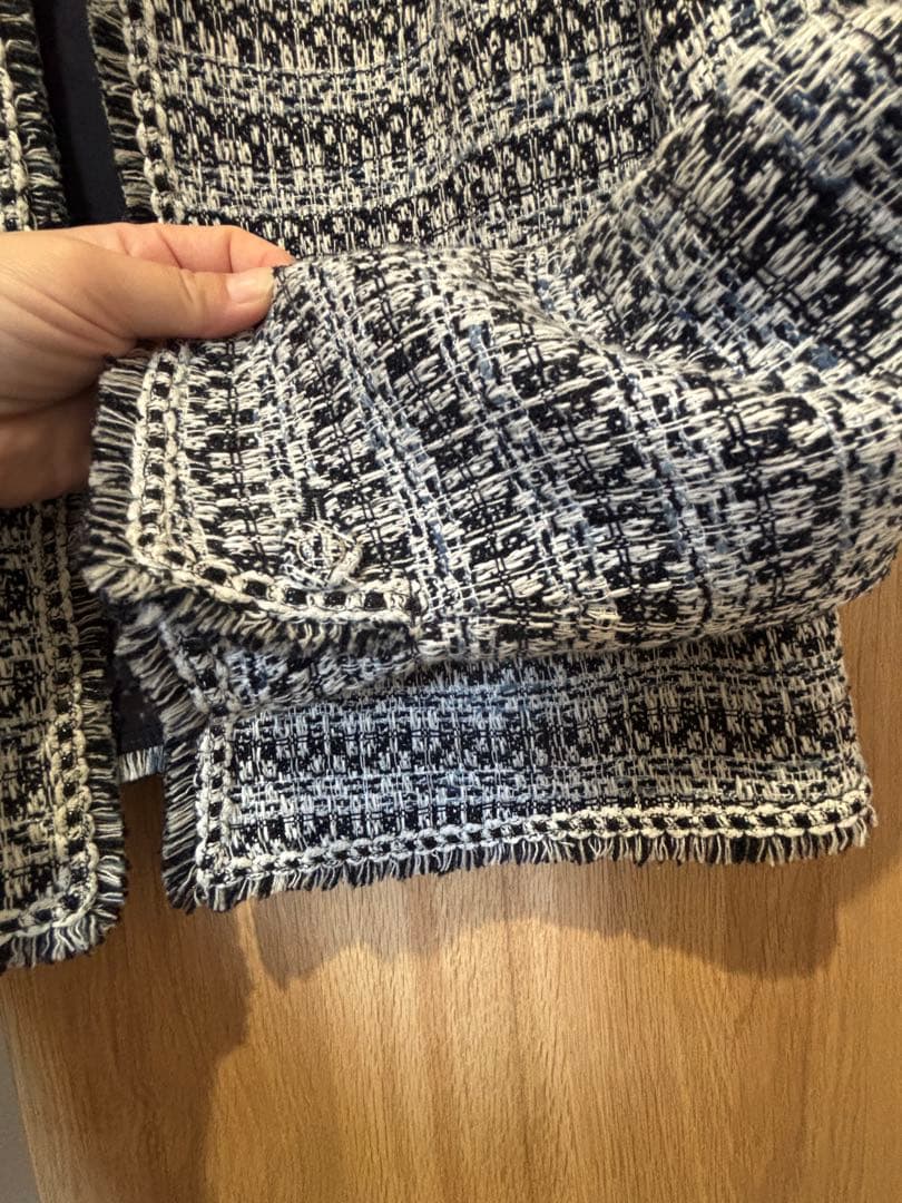 最高級 23区ヘリテージクラシックコレクション ノーカラーツイードジャケット38