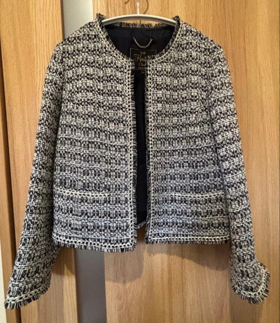 最高級 23区ヘリテージクラシックコレクション ノーカラーツイードジャケット38